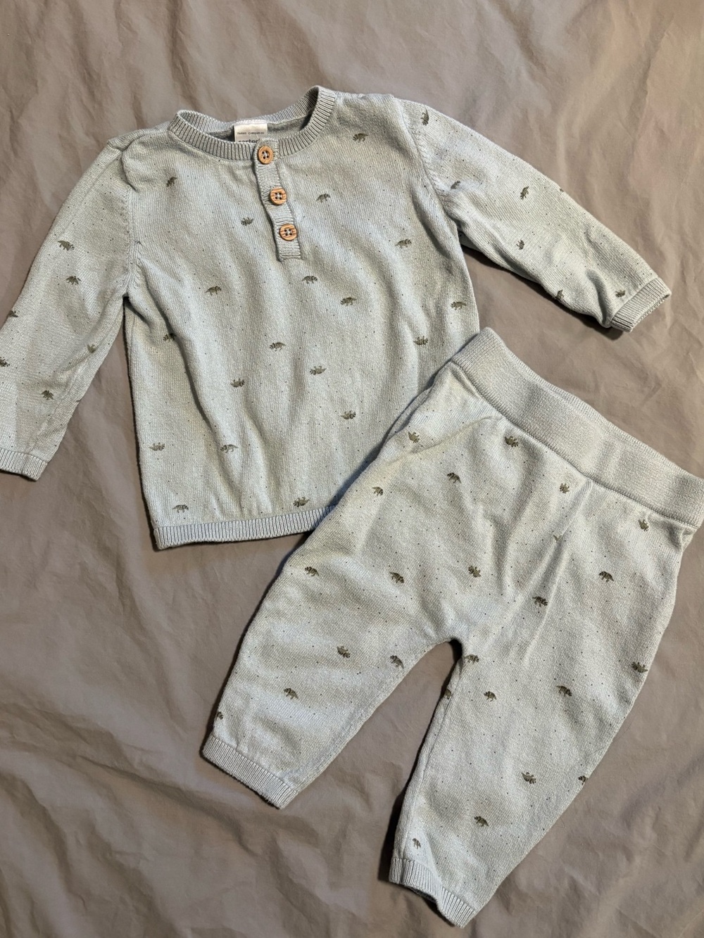 Carter’s 6M Blue Dino Sweater Set with Henley Buttons